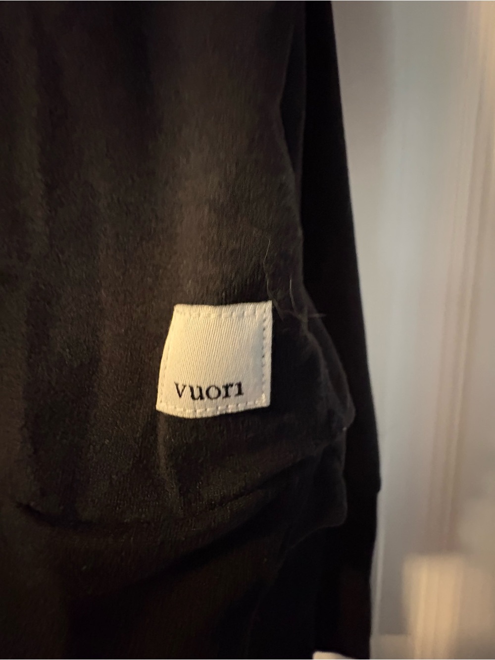 Vuori Black Pullover Hoodie with White Logo Patch - Picture 2 of 3